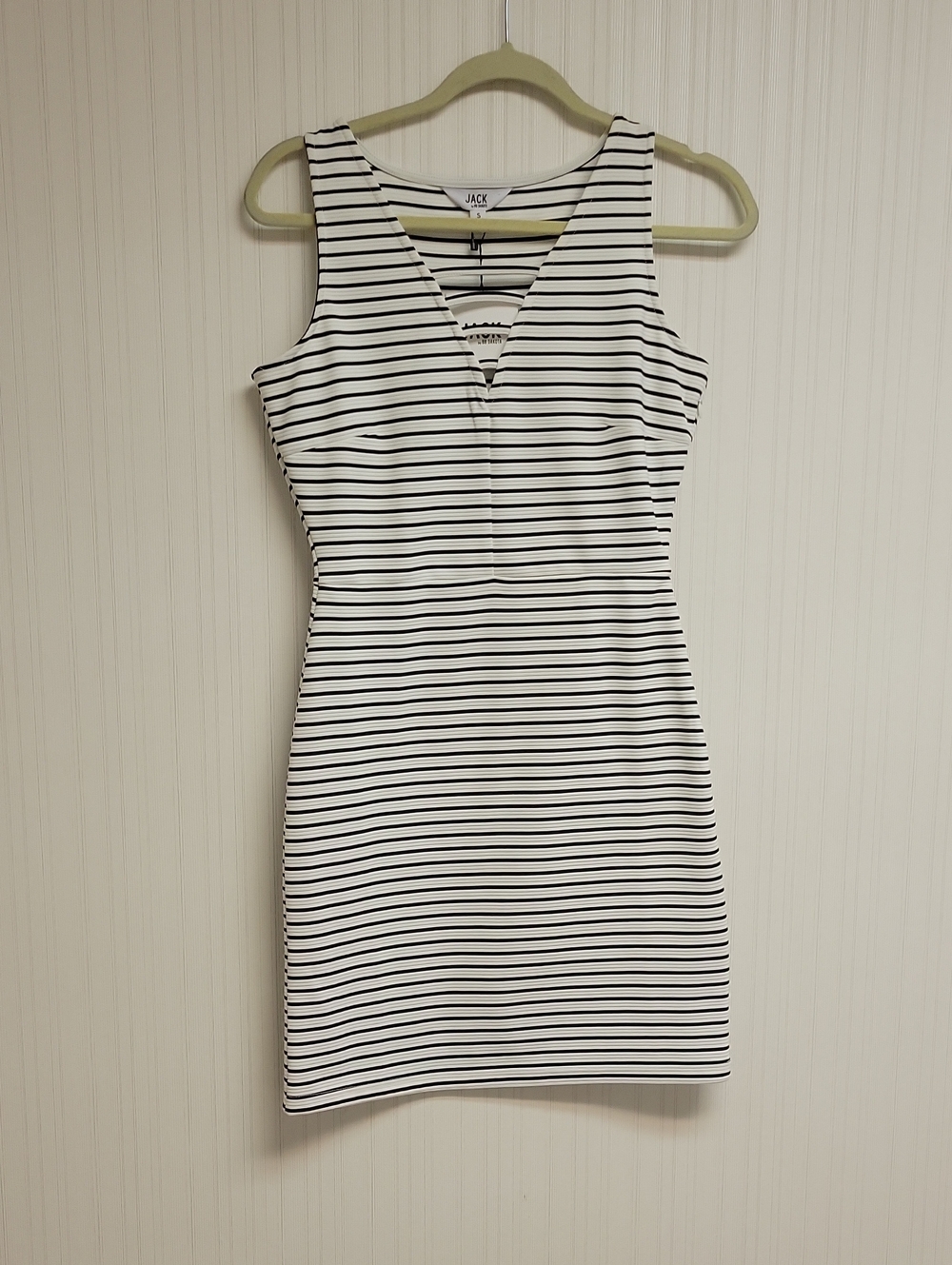 Jack by BB Dakota Black & White Striped Sleeveless Sheath Dress Small New Office